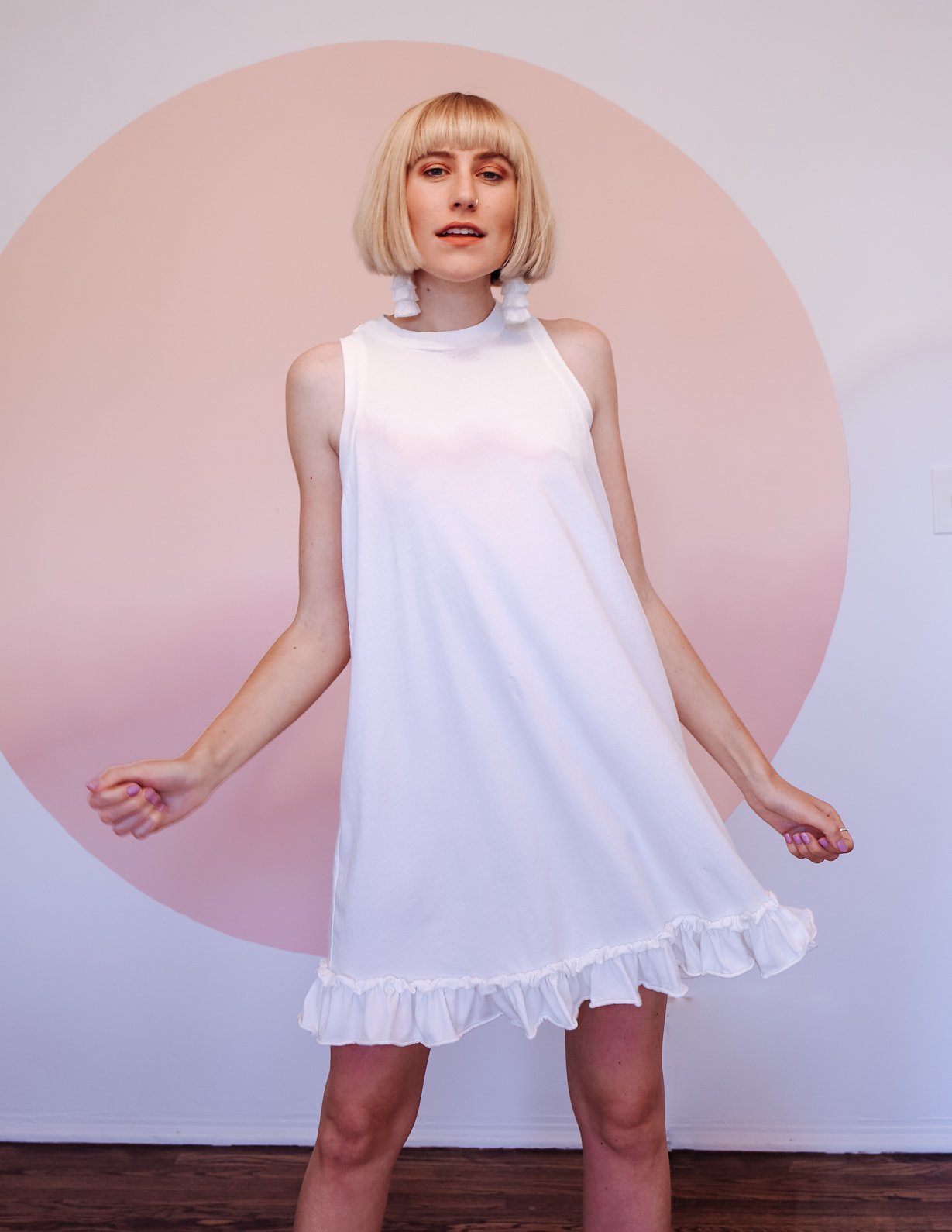Frill Dress - White