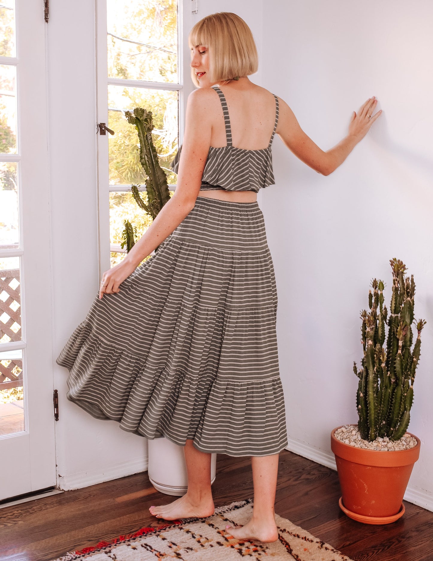 Sage Stripe Skirt