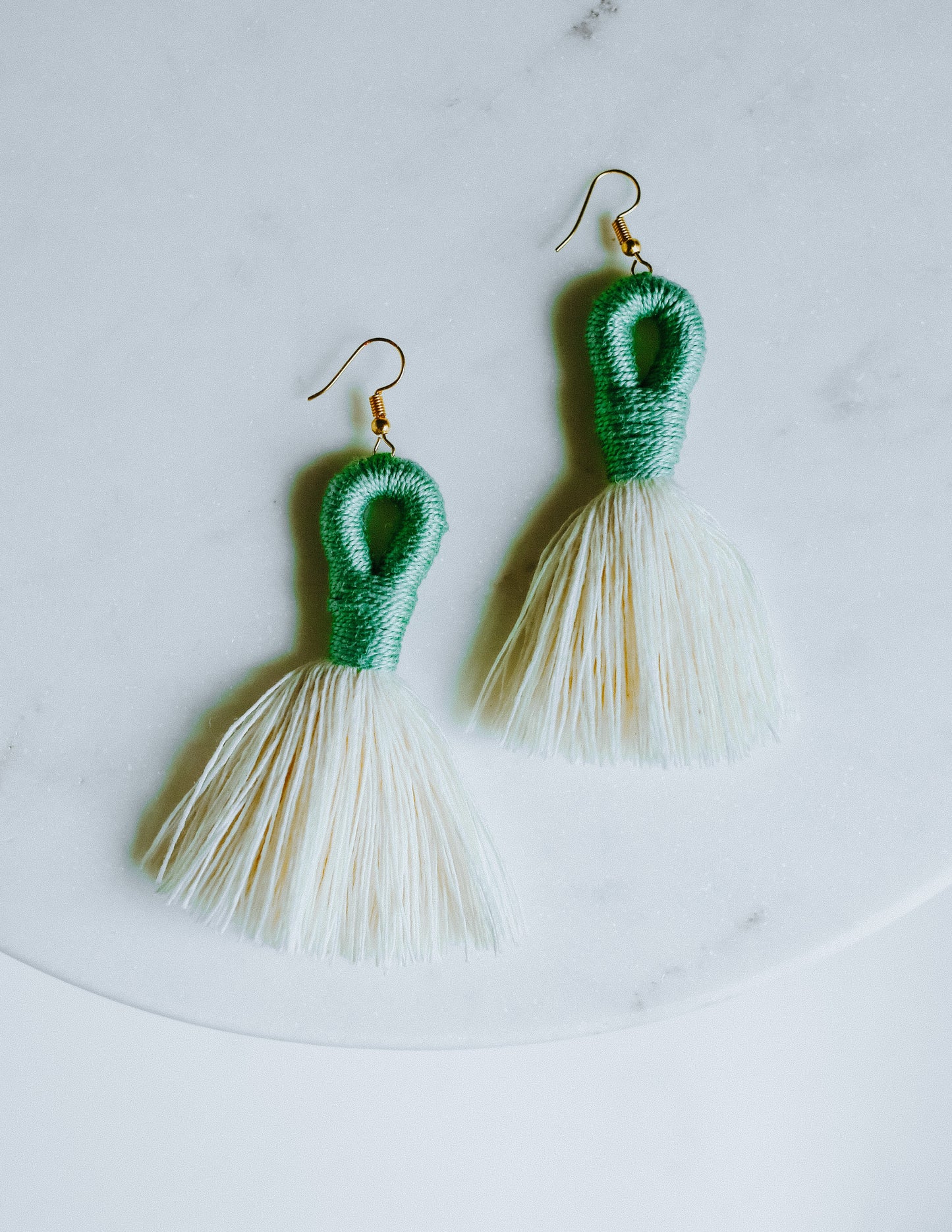 Fringe Earrings - Alabaster + Sage