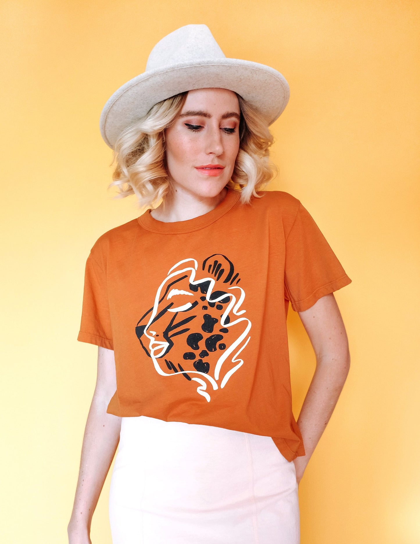 Hear Me Roar Boxy Tee - Cognac