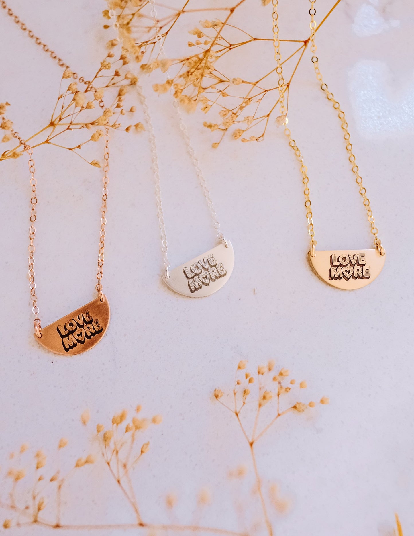 Love More Half Moon Necklace