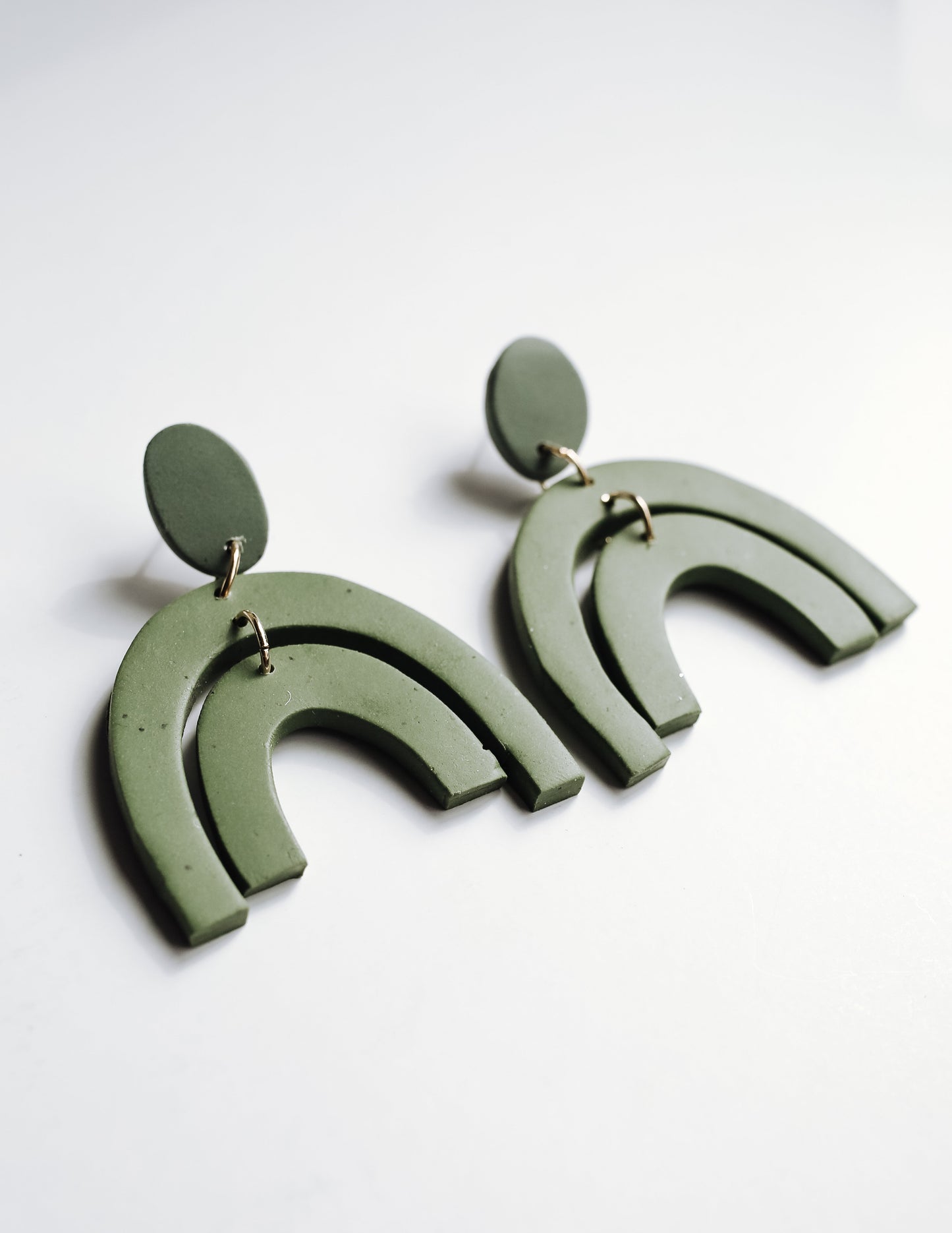 Double Arch Earrings - Green