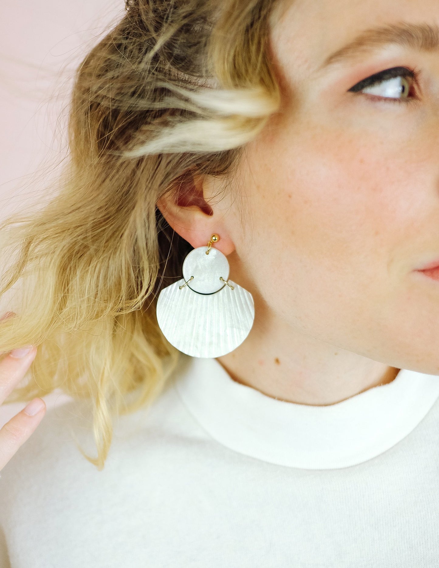 Cora Earrings in Mother of Pearl