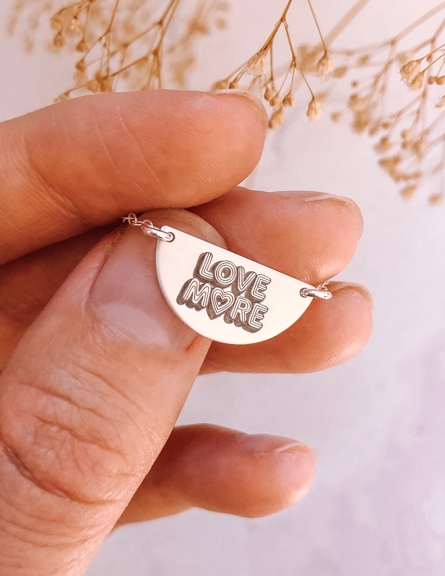 Love More Half Moon Necklace