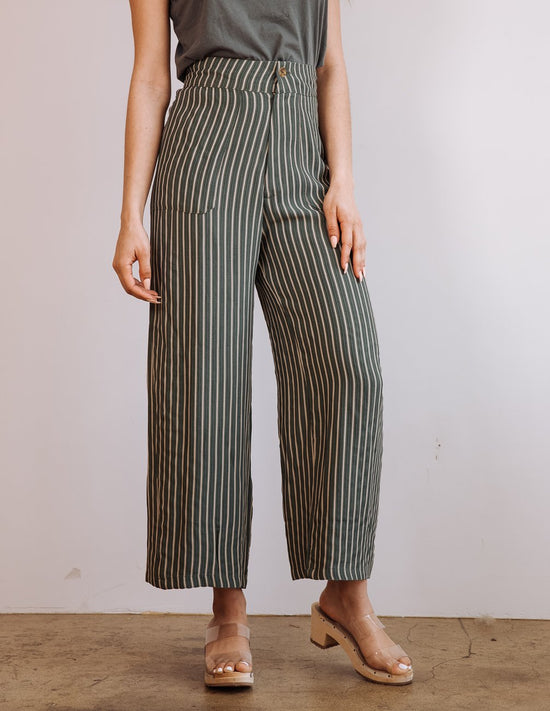 Easy Pants - Sage Stripe