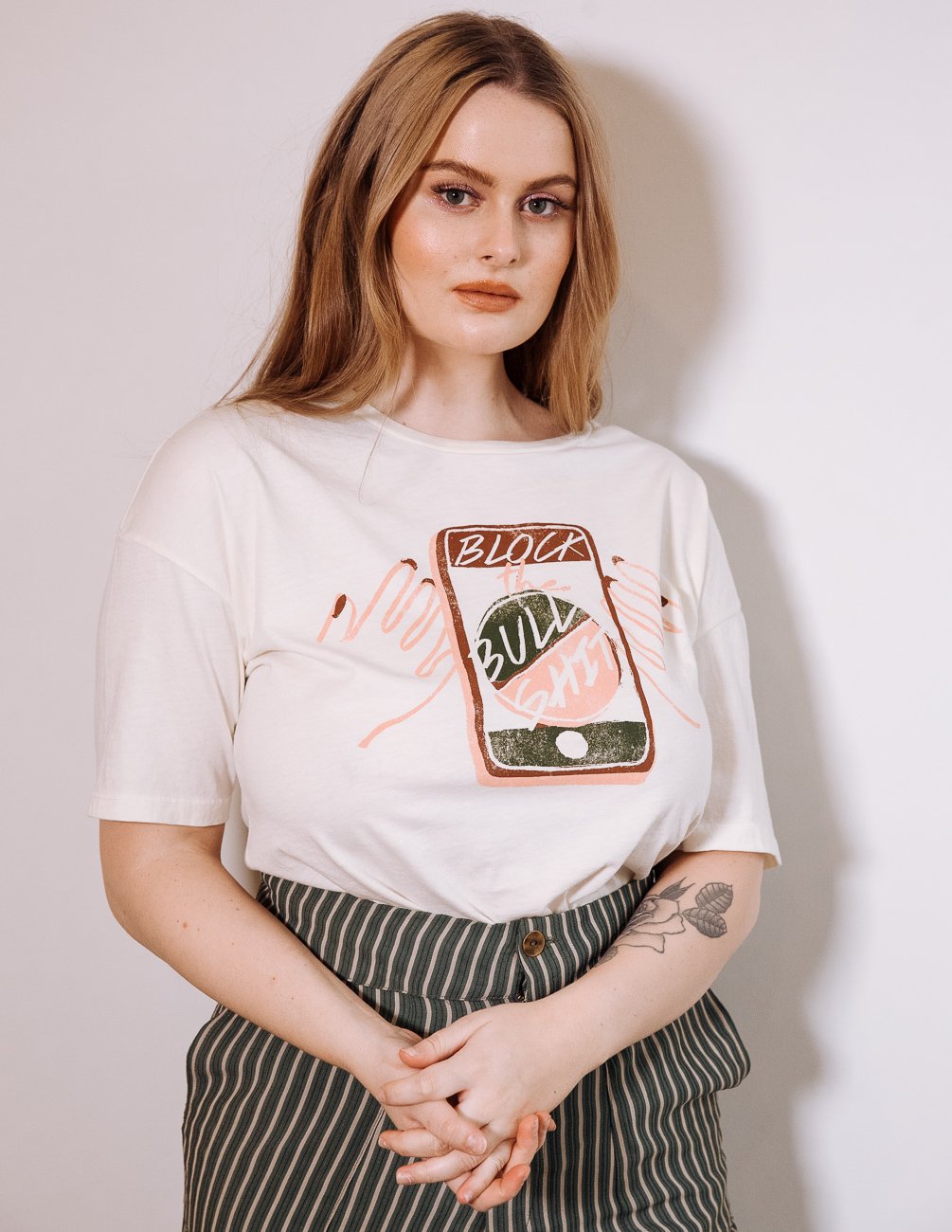 Block the BS Slouchy Tee - Cream