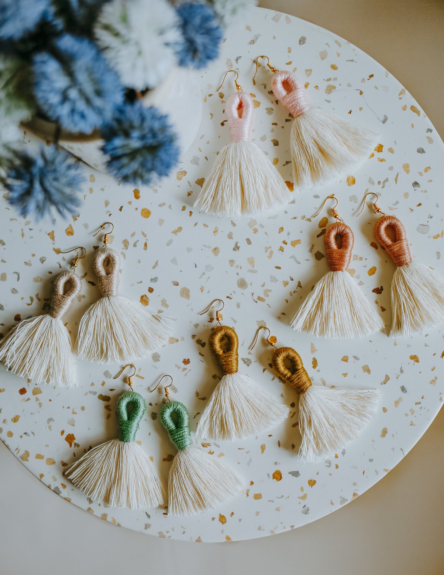 Fringe Earrings - Alabaster + Blush