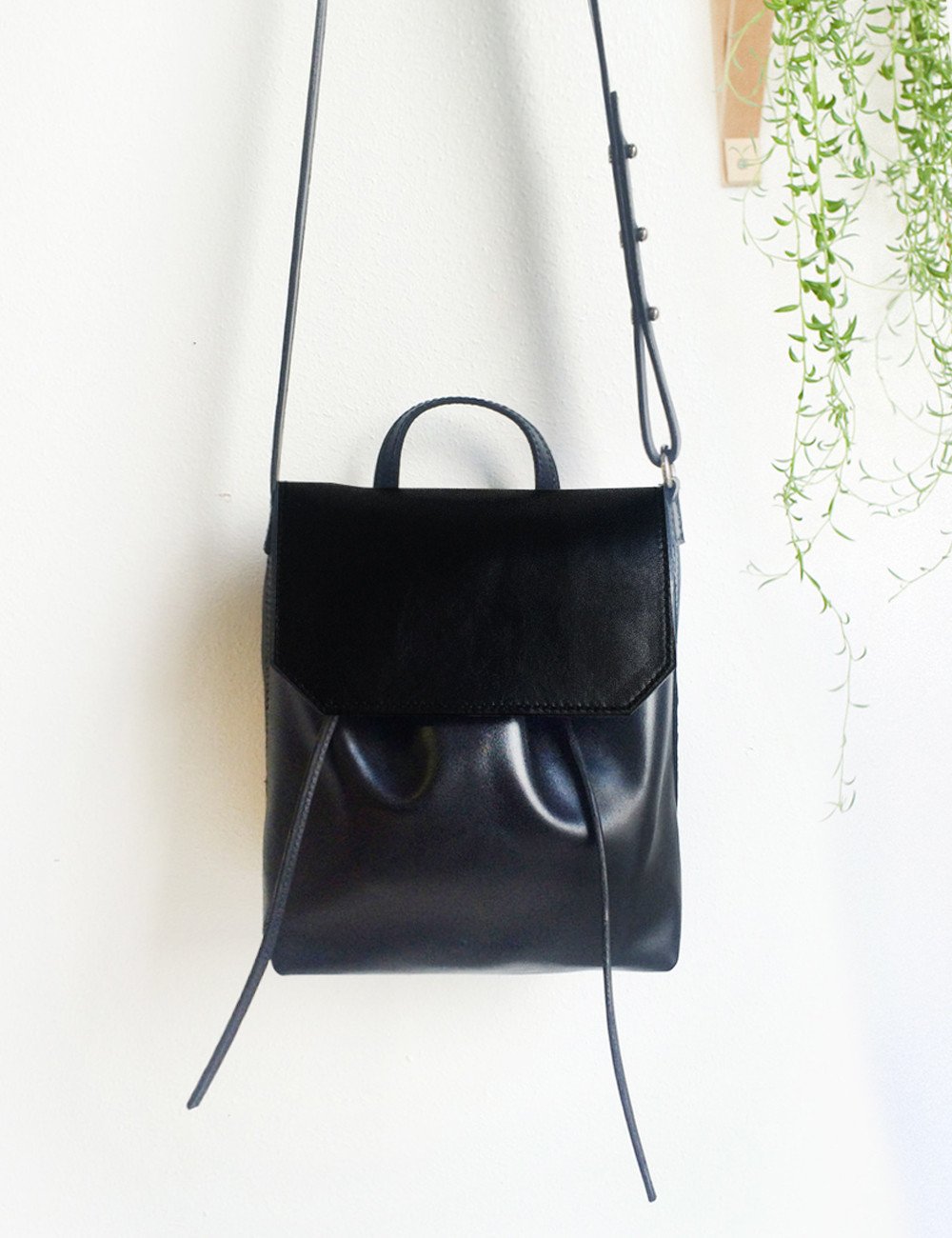 Suede & Leather Mix Black Bucket Bag