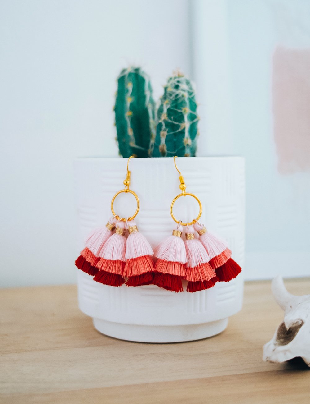 Mini Tassel Earrings - Blush