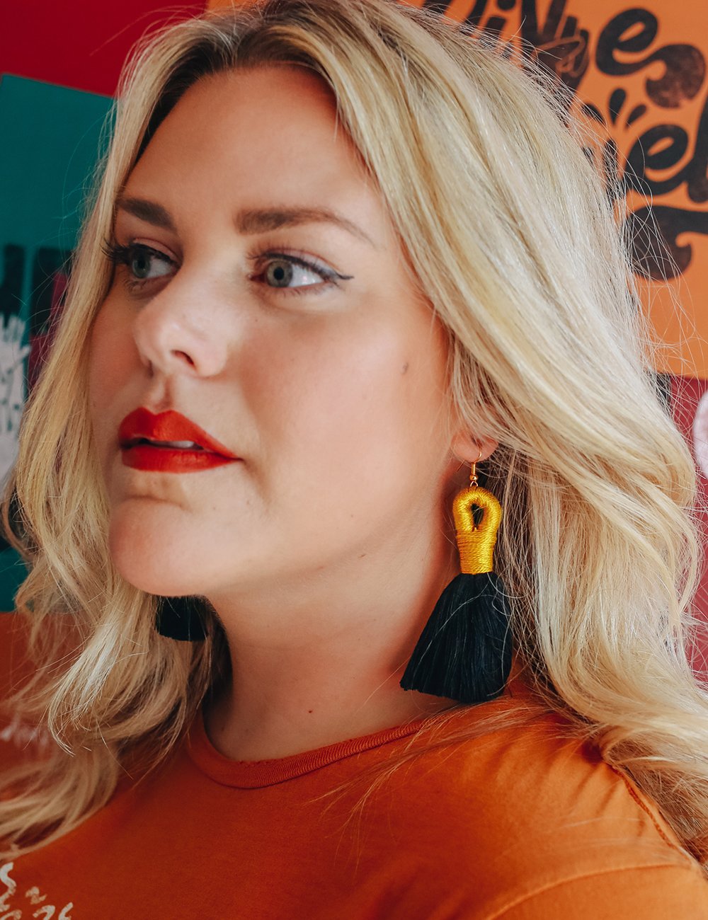 Fringe Earrings - Onyx + Ochre