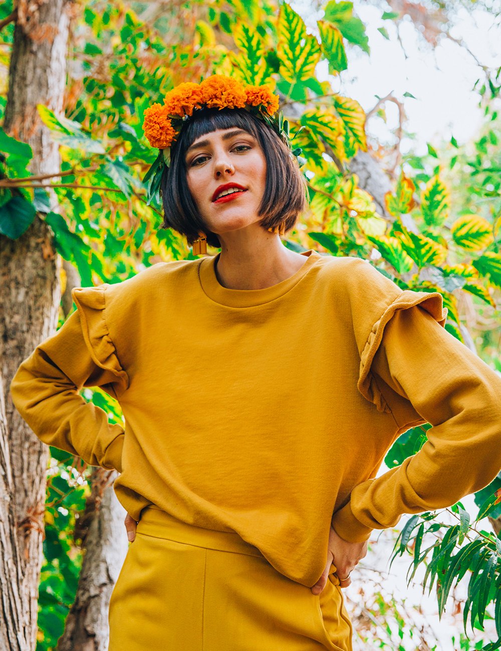 Mustard Ruffle Sweater