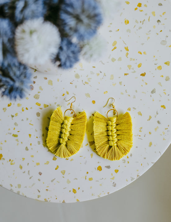 Feathered Earrings - Chartreuse